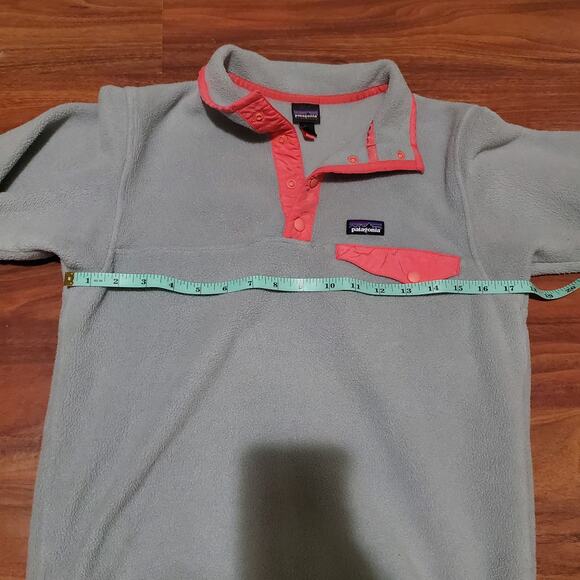 Patagonia Synchilla Snap T Pull Over Jacket Grey Fleece Pink Trim Kids 14 XL - Picture 11 of 12